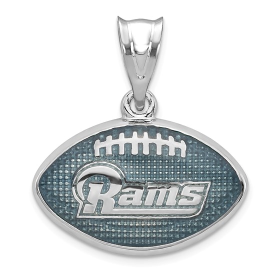 Sterling Silver Los Angeles Rams Enameled Football Pendant Sterling Silver Los Angeles Rams Enameled Football Pendant